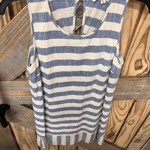 Monteau Striped Sleeveless Dress - Blue and White